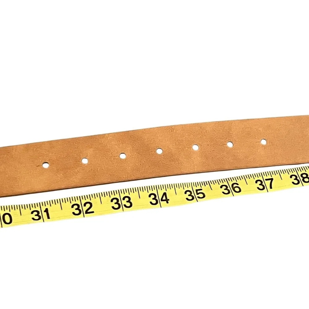 Butterfly Buckle Tan Faux Leather Belt Womens L Boho Fairy Cowgirl Hippie Whimsy